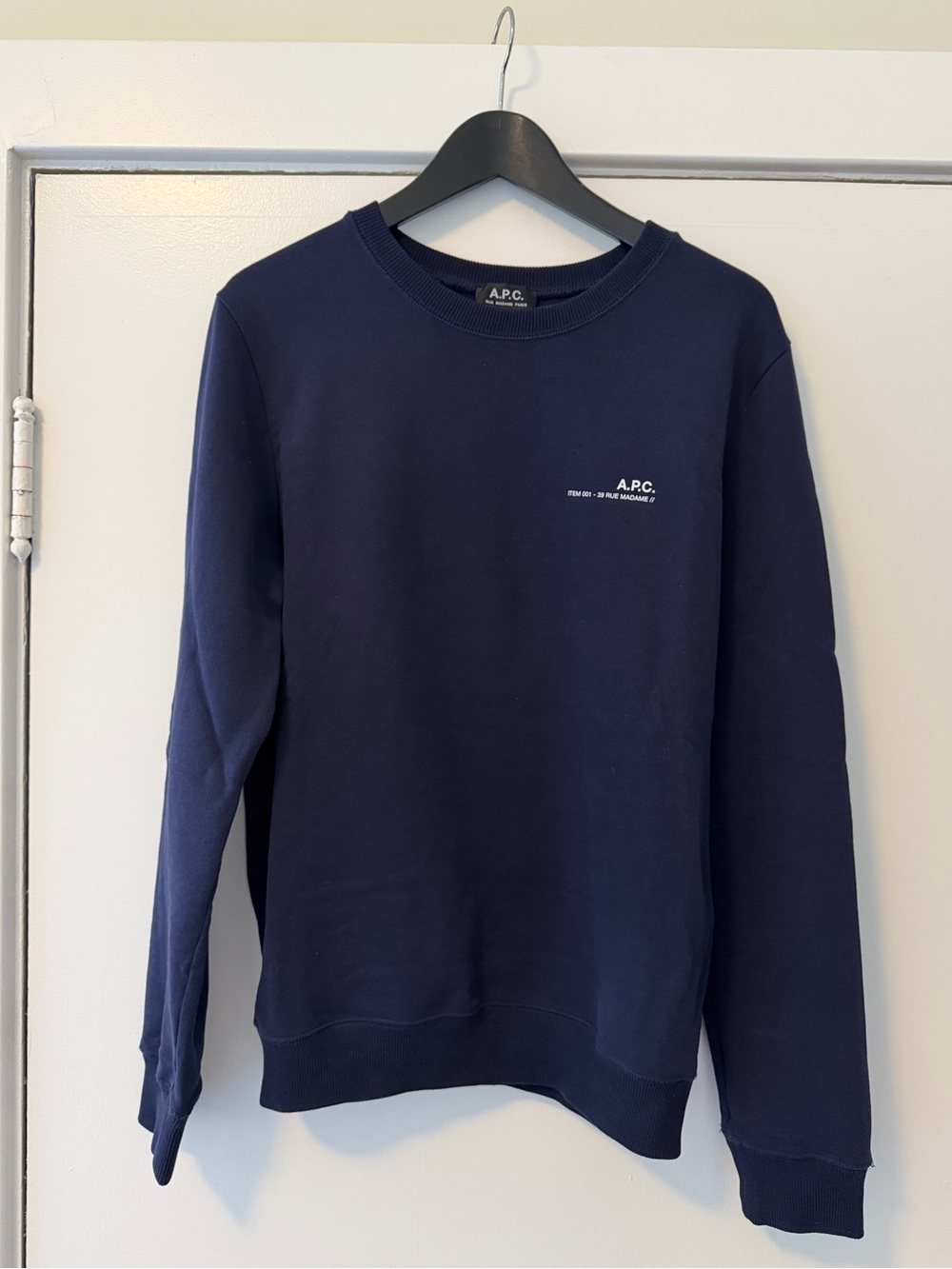 A.P.C. Men's Navy Logo Crewneck Sweatshirt